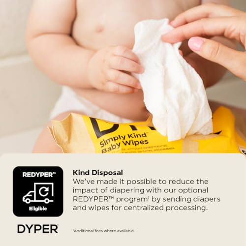 DYPER Baby Wipes | 99% Water Wipes | 100% Plant-Based | Hypoallergenic for Sensitive Skin | Fragrance Free | Plastic-Free | 12 Pack, 720 Wipes
