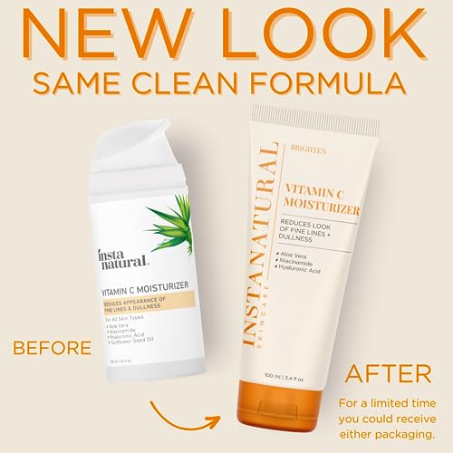 InstaNatural Vitamin C Moisturizer Face Moisturizing Cream, Brightens and Reduces the Look of Fine Lines and Wrinkles, with Hyaluronic Acid, Aloe Vera and Niacinamide, 3.4 FL Oz