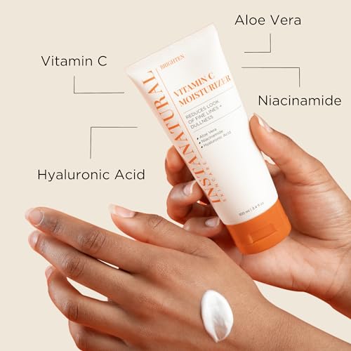 InstaNatural Vitamin C Moisturizer Face Moisturizing Cream, Brightens and Reduces the Look of Fine Lines and Wrinkles, with Hyaluronic Acid, Aloe Vera and Niacinamide, 3.4 FL Oz