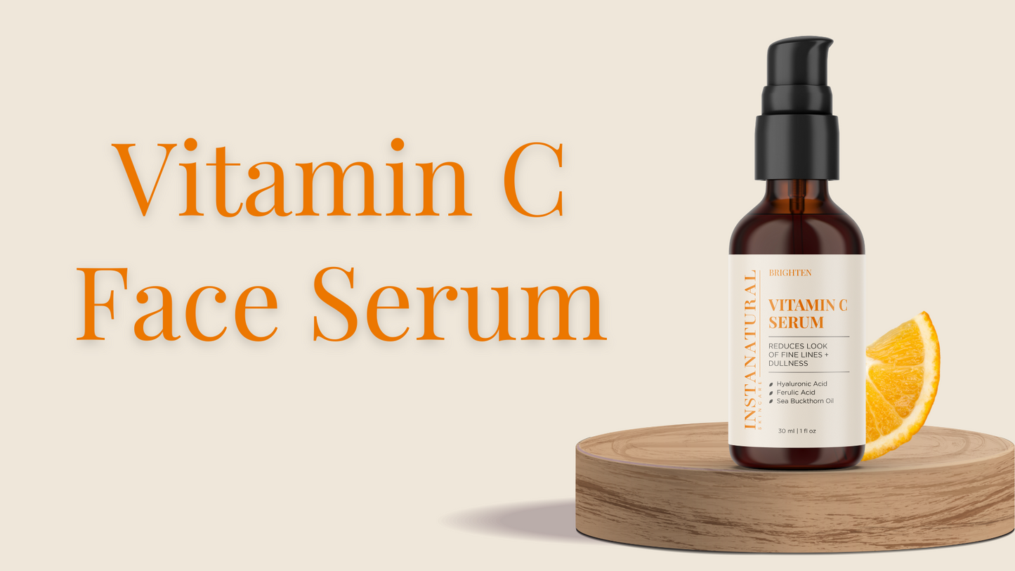 InstaNatural Vitamin C Face Serum, Brightens, Hydrates and Reduces Signs of Aging, with Vitamin C, Hyaluronic and Ferulic Acid, 1 FL Oz